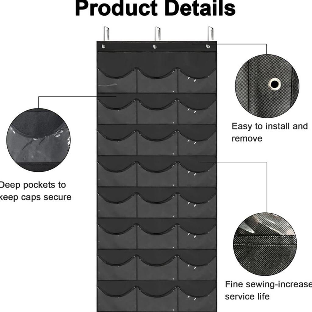 24/18 Grids Cap Storage Rack Wall Mounted Hat Display Holder Bags Door Back Closet Hats Organizer Baseball Caps Hanger
