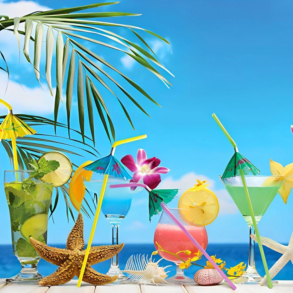 3060120Pcs Random Umbrella Straws For Tiki Drinks Cocktails Mocktails Beach Parties Barbecues Birthday Decorations Ymy