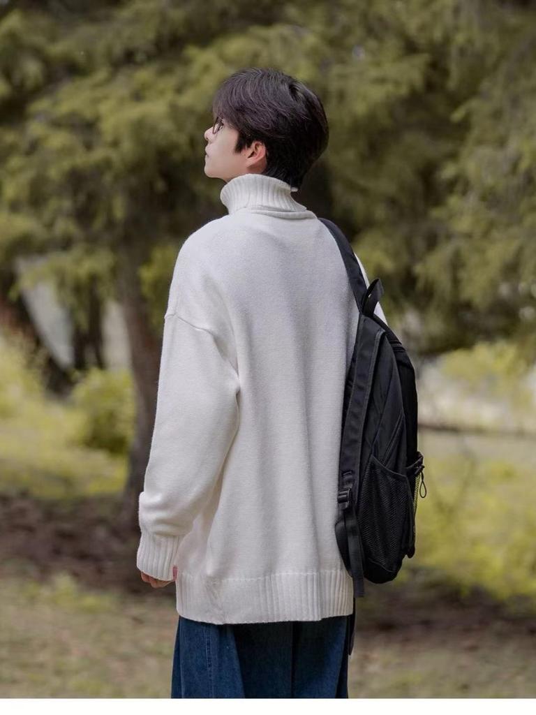 Men's Trendy High-Neck Warm Sweater - Versatile Knitwear for Autumn/Winter, Loose Fit for Couples
