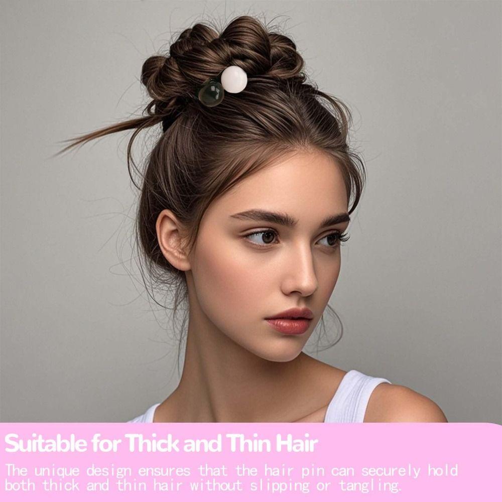 Plastic Hair Accessory Three Tooth Meatball Disc Sturdy Hair Fork  Hair Buns