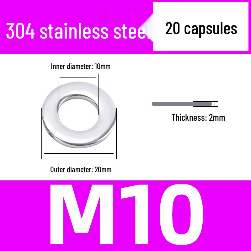 304 Stainless Steel Flat Washer for M1.6-M45 Screws
