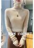 Women's Seamless High Neck Ribbed Knit Wool Sweater - Slim Fit, Textured Base Layer Pullover