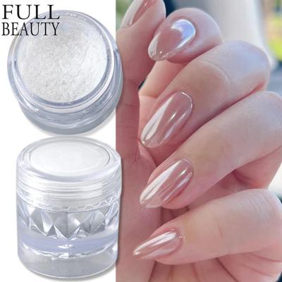 Crystal Nail Plating Glitter Powder Gel Polish Rub Dust Shiny White Fine Chrome Flakes Pigment DIY Hailey