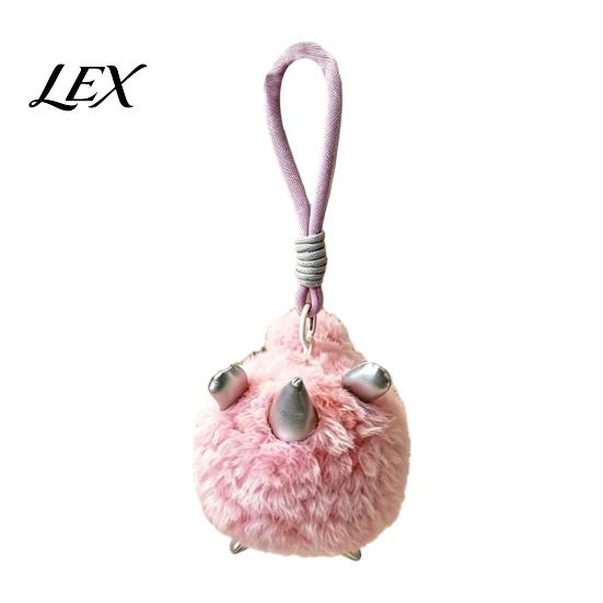 Cute Bag Charm Plush Animal Keychain, Soft Stuffed Pendant with Braided Cord, Round Small Gift for Kids Bunny Sheep Backpack, Decorative Mini