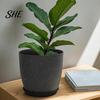 Durable Resin Planters for Garden Modern Plant Pot with Saucer, Gray Flower Functional Living Room Drainage Holes, Stone-Look Planter Indoor