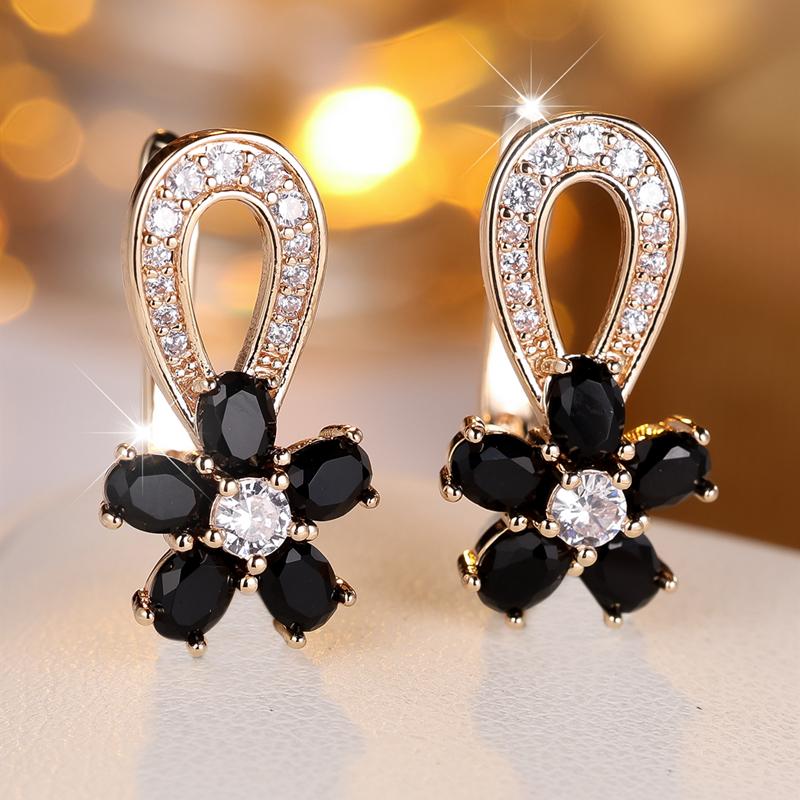 

1 пара золотых сережек-подвесок с овальной огранкой и черным цирконием для женщин, изысканные свадебные серьги с кристаллами, ювелирные подарки золотой/чёрный