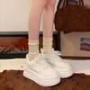 Spring/Autumn New Round-toe Thick-soled Trendy Lace-up Casual Sports Shoes Breathable Comfortable N-slip Student Walking Shoes