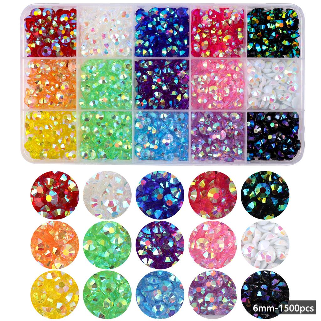 15-Kleur Hars Platte Bodem Boor, Kleur Ab Boor, Gemengde Kleur Acryl Boor, Handgemaakte Diy Sticker Boor, Grote Transparante Diamant Sieraden Set.