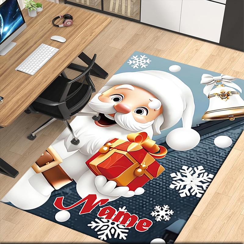Custom Name Christmas Printed Carpet, for Office Chair Living Room Bedroom Kitchen Room Decor Gifts.