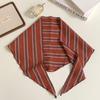 Spring and Autumn 100 Pure Cotton Retro Triangle Scarf Women's Color Matching Stripe Literary Neck Protection Warm Scarf Scarf Scarf