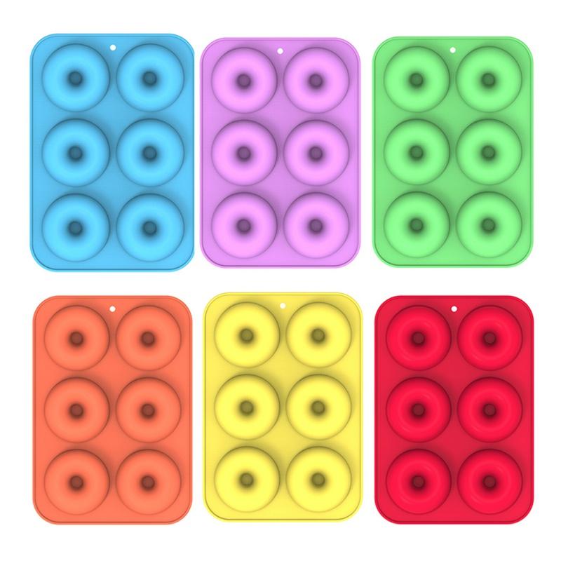 Silicone Doughnut Mold Colorful Soft Dessert Making Tool Snack Cookie Tray Heat-resistant Kitchen Oven Baking Tool Mold
