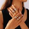 Fashion And Popular Light Luxury Double Water Drop Shape Rhinestone Ring Stainless Steel Personality Exquisite Sense Versatile Ring