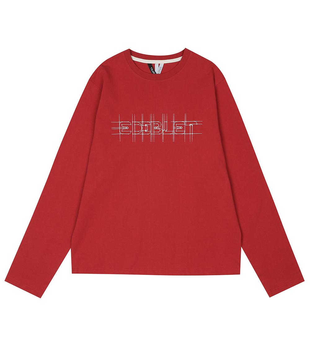 Edible Let Construction Logo Print Long Sleeve T-Shirt Red/L