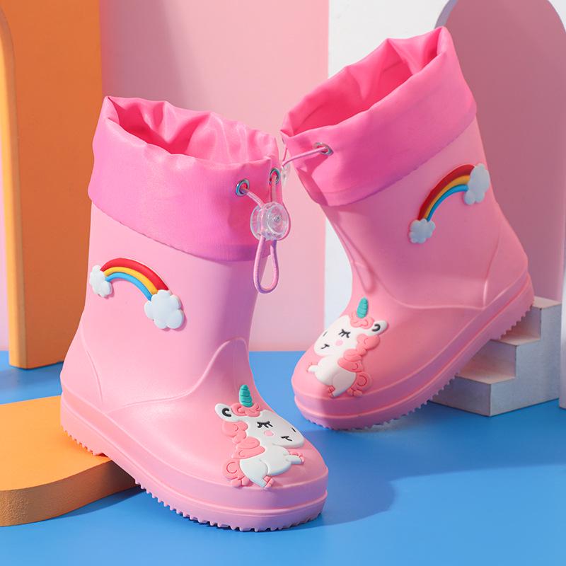 Children's Cartoon Rain Boots - Waterproof, Non-Slip Rubber Shoes for Boys and Girls
