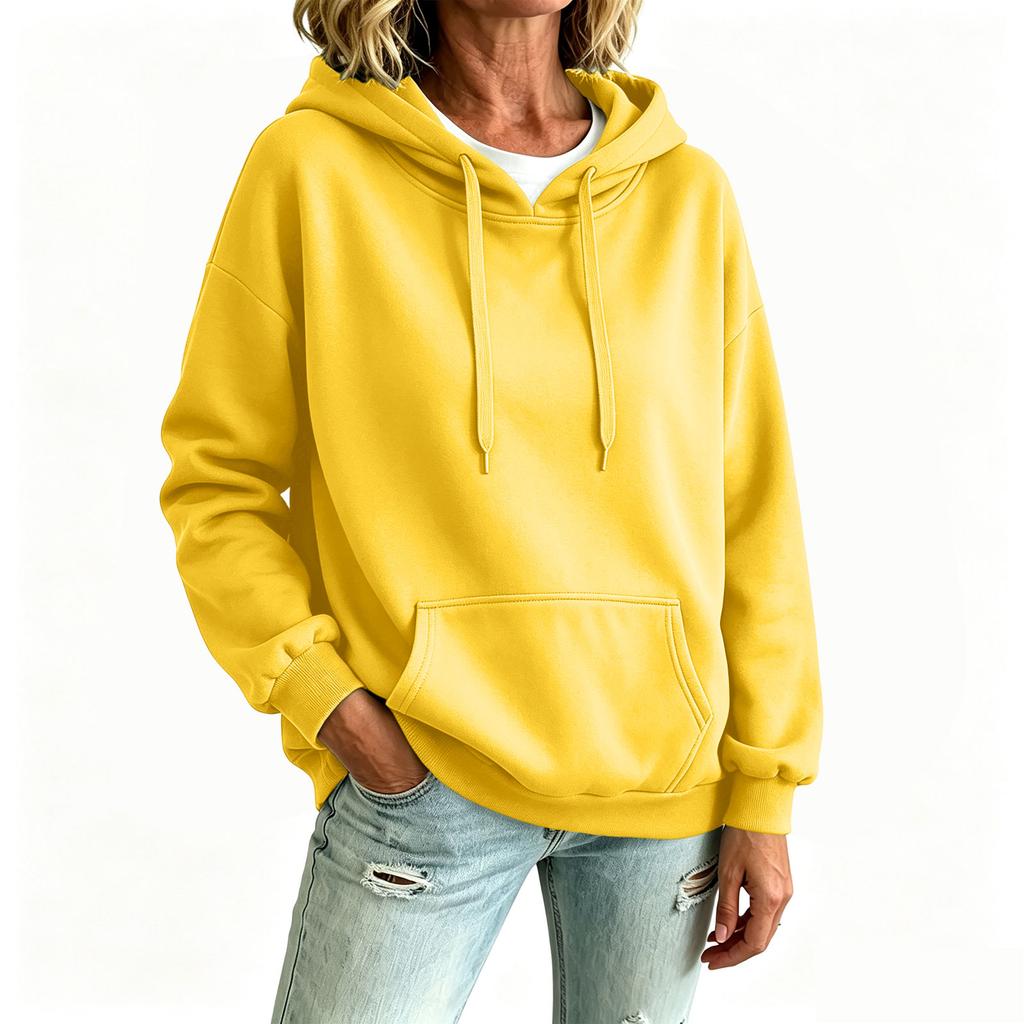 Women's Long Sleeve Hooded Sweatshirt with Pockets for Casual Everyday Wear