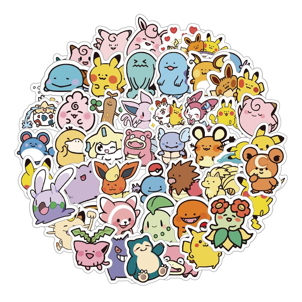 100PCS New Mini Pokémon Stickers: Creative Cartoon Journal Stickers, PVC Waterproof Decals for DIY
