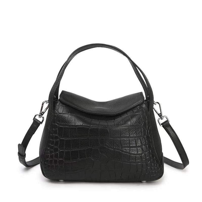 

First Layer Cowhide New Handbag Casual Versatile Genuine Leather Women s Bag Single Shoulder Crossbody Bag 23*14*10 чёрный