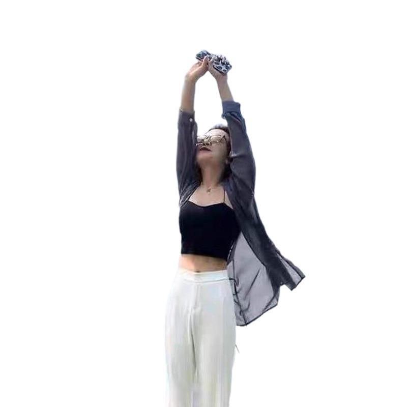 2024 Summer Japanese-Style Chiffon Blouse: Fashionable, Breathable, Sun-Protective, Loose-Fit Women's Top