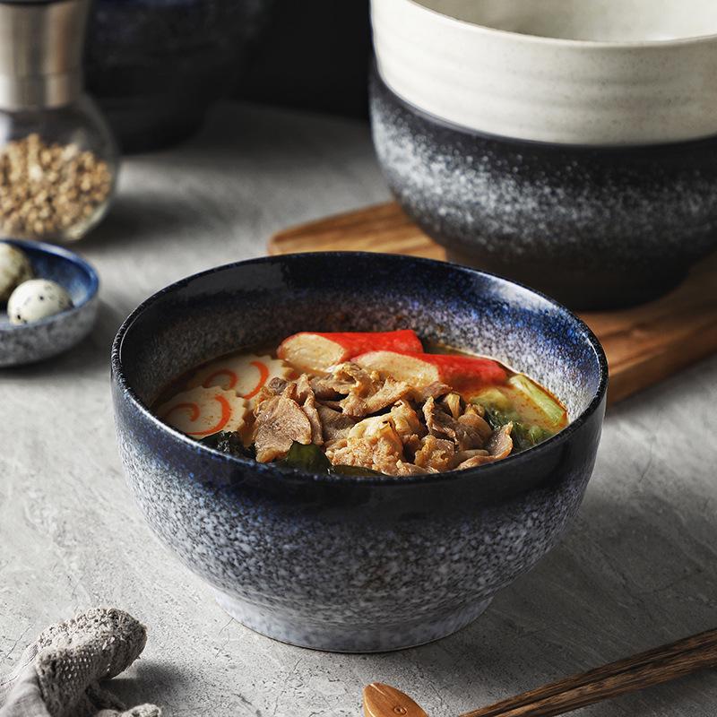 Japanese Ceramic Ramen Noodle Bowl - Large Conical Hat Design, Perfect for Instant Noodles, Soup, and Tableware.