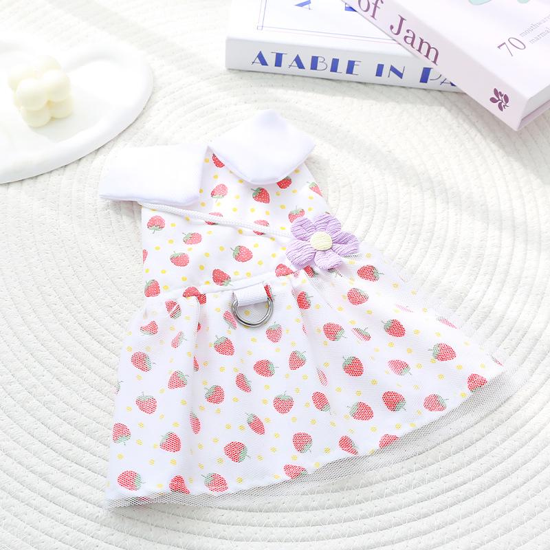 Breathable Strawberry Print Vest for Spring/Summer - Suitable for Small Dogs Like Teddy, Bichon, Schnauzer