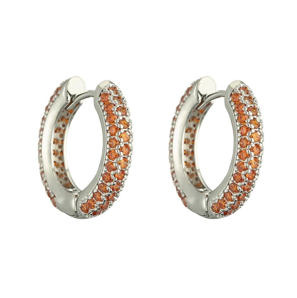 18K Gold Plated Brass Huggie Earrings with CZ Zircon Thin Ear Hoops Earring for Women Round Colorful Earring Piercing