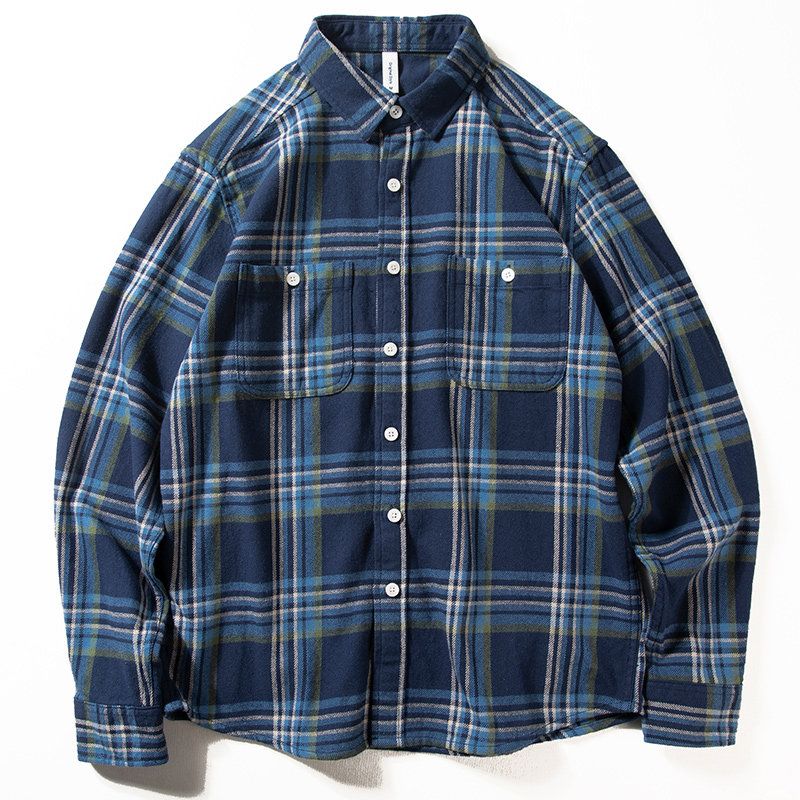 Gingham Shirt Men's Spring and Autumn Loose, Simple and All-Matching American Casual Vintage Shirt Pure Cotton Men's Long-Sleeved Top