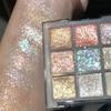 9 Farben Glitzer Lidschatten Palette Erdton Perlmutt Lidschatten Schimmer Highlights Funkelnde Pailletten Blau Lila Augen Make-up