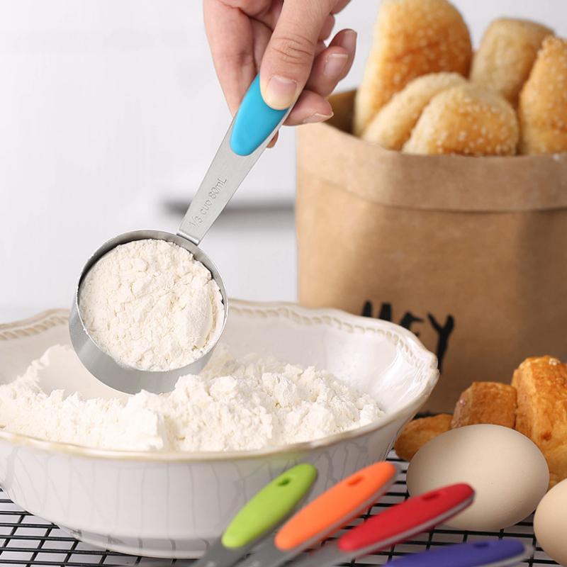 5pc/10pcs 304 stainless steel multifunctional scale spoon,coffee and milk powder measuring cup and spoon,kitchen baking tool set