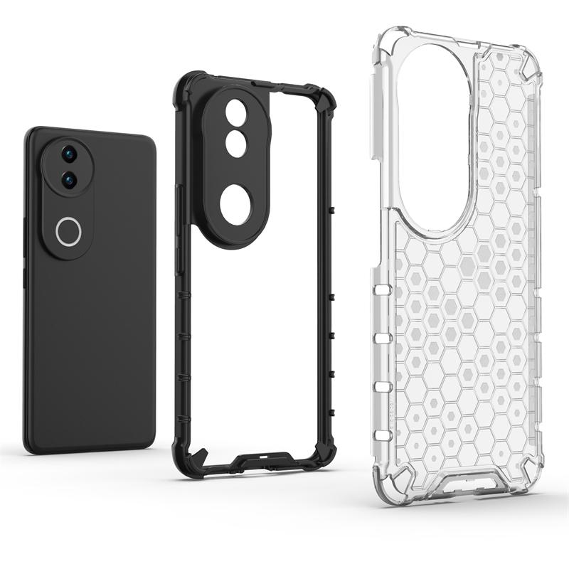 Shockproof Transparent Case For Vivo V50 Honeycomb Armor PC Phone Back Case For Vivo V50 Case Cover For Vivo V50 V50e 6.77 Inch