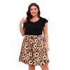 QICED Plus-size Women's Summer Dress Small Daisy Print Patchwork Sleeveless Vest Dress