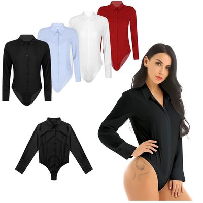 Women Bodysuit Shirt Bottoming Shirt Office Wear One-Piece Bodysuit Easy Care Work Bodysuit Shirt