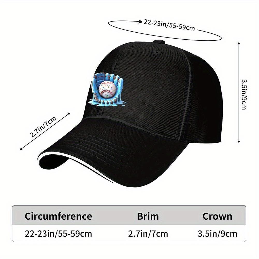 Sprinkle Donut Baseball Glazed Mitt Graphic Black Baseball Cap Adjustable Casual Sports Hat
