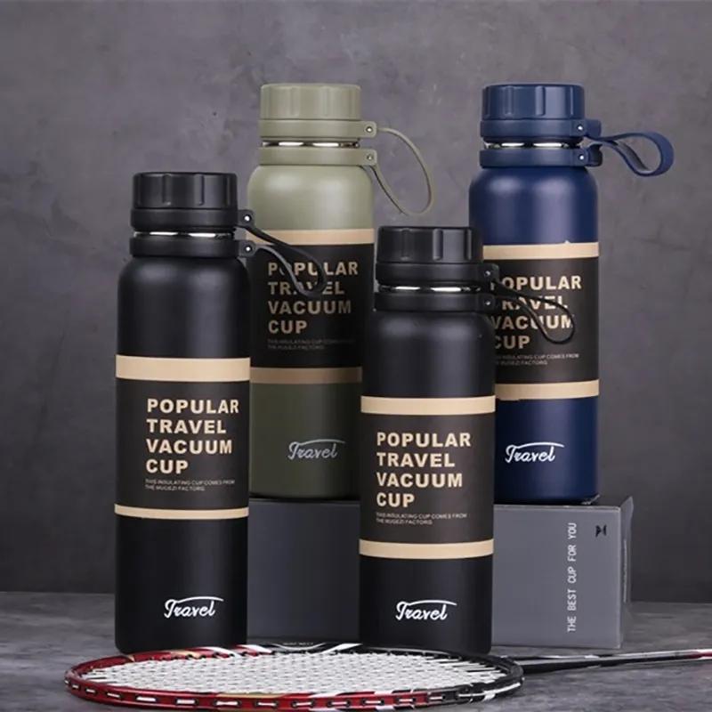 Thermos Cups 304 Stainless Steel Vacuum Cup Silicone Handle 850ML Large Capacity Thermos Water Kettle with Tea Net Outdoor Travel Drinkware 5 Colors