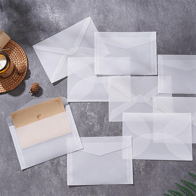 50Pcs/Pack Simple Semi-Transparent Vellum Paper Envelopes Matte Frosted for Postcards Greeting Cards Wedding Invitations