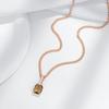 Square Brown Natural Zircon Pendant Necklace For Women Fashion  Rose Gold Color High Quality Bride Wedding Jewelry