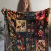 Vintage Floral Flannel Throw Blanket – Soft Warm All-Season Throw for Bed, Car, Office, Camping – Cozy Gift for Her & Home