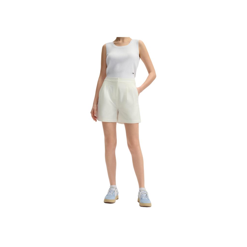 Fila White Series Comfortable Versatile Cool Feeling Logo Design Breathable Loose Mid Waist Three Quarter Casual Shorts Women Shorts F11W523803F-WT