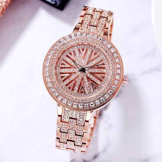 Casual Business Full Diamond Fashion Kreatywny kwarcowy zegarek damski