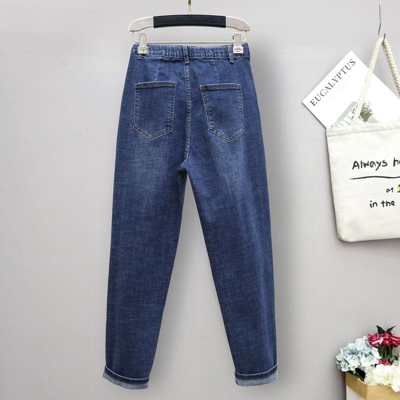 Spring and Summer Large Size Stretch Jeans Women Loose Thin Semi-elastic High Waisted Harem Pants Jeans with Carrots Comfort Waist Pants