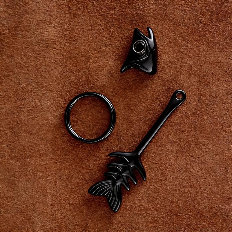 Fashionable Fish Bone Keychain Set Removable Trendy Pendant for Car Keybag Stylish Accessory Gift A3