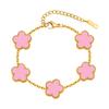 18K Gold Plated Floral Bracelets,Stainless Steel Charm Bracelet Non-Tarnish,Adjustable lucky Chain Set Trendy Gift