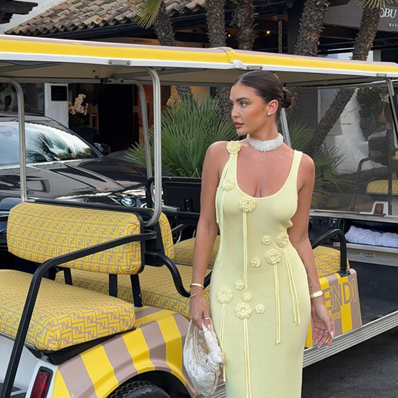 Knitted Beach Skirt Slim Backless Holiday Clothing