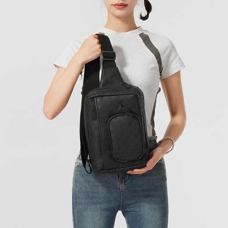 Jordan Synthetic Leather One Shoulder Crossbody Bag, Sling Bag Regular Unisex Black Jordan JD2443032AD-001