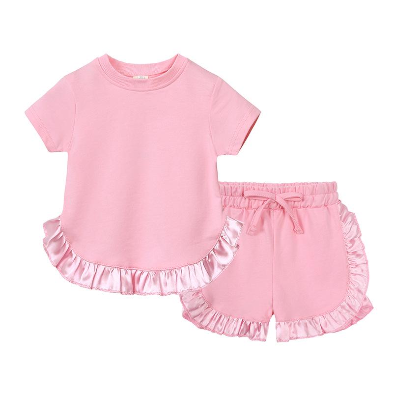 Korean Style Girls Summer Two-Piece Set: Lace Top & Shorts