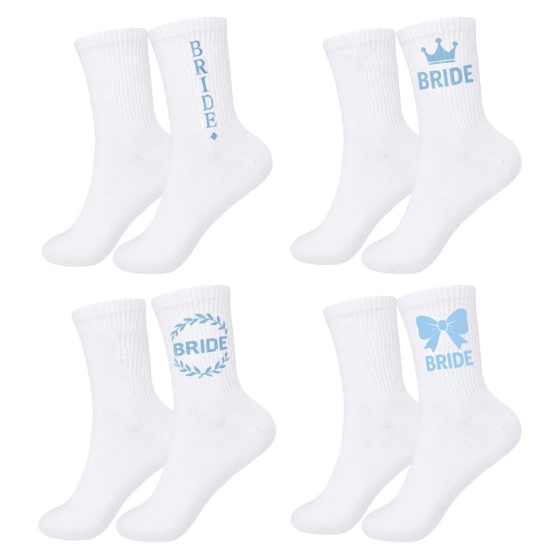 Elegant Wedding Slipper Socks Breathable Crew Socks for Bride to Wear During Ceremonies Photo Wear and Party Decoration