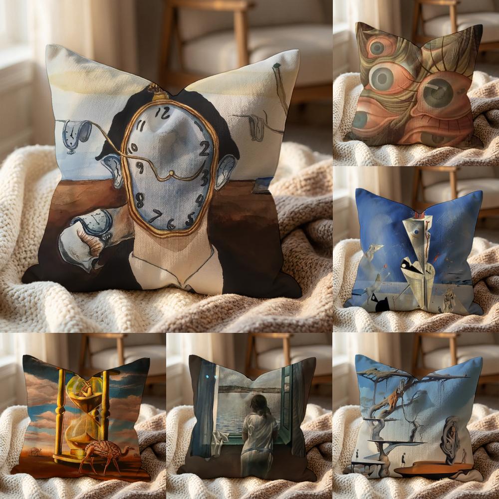The Persistence of Memory Dal Cushion Cover Multi-Scene Pillow Cover for Home & Car - Reversible, Soft & Durable for Daily Use