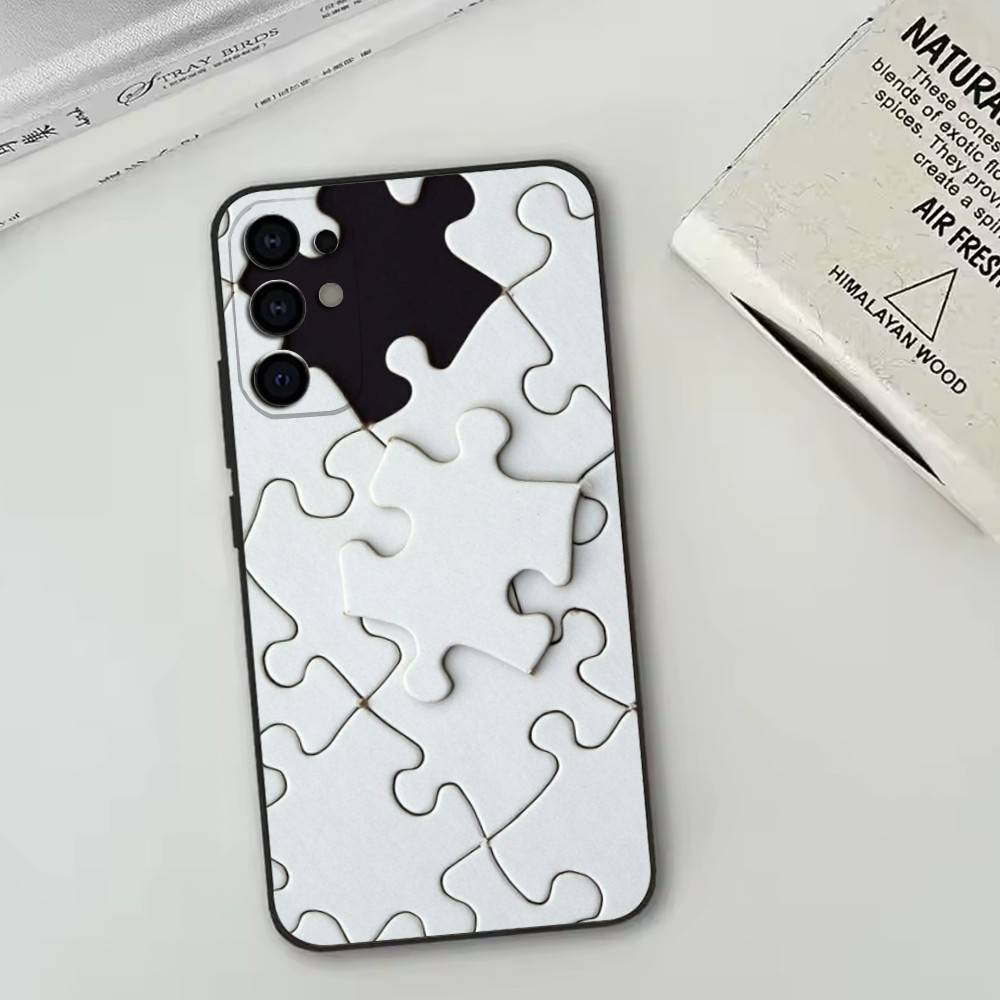 

Creative puzzle Phone Case Black Silicone Soft For Samsung S25,S24,S21,S22,S23,S30,Ultra,S20,Plus,Fe,Lite Samsung S30Ultra5G