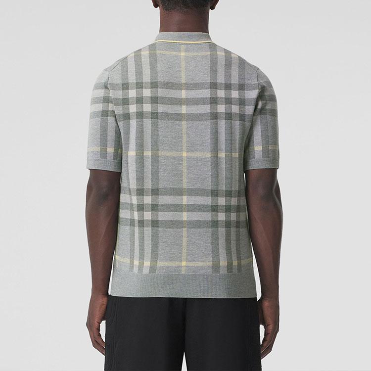 Burberry Wool Silk Check Polo Shirt 80496251