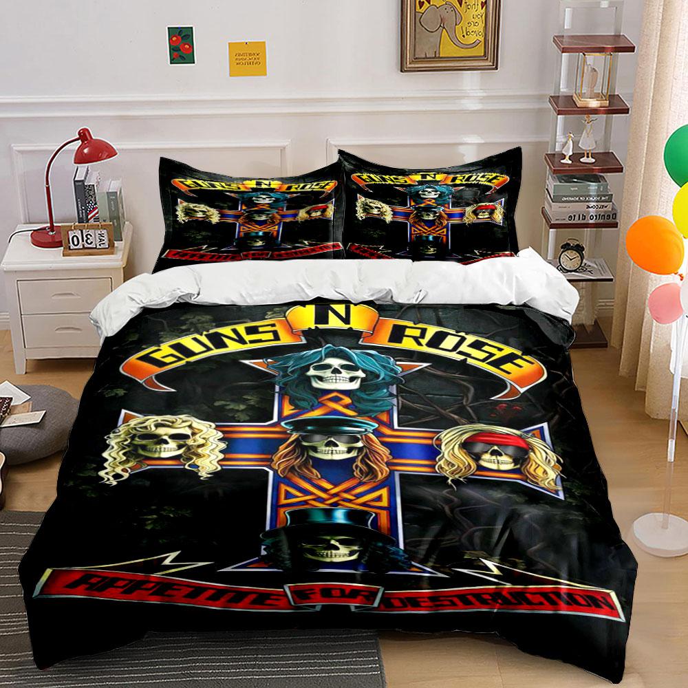 Skeletons on colorful cross. Bedding sets Duvet cover sets Duvet covers Pillowcases(1*Duvet Cover 2*Pillowcases without duvet insert)