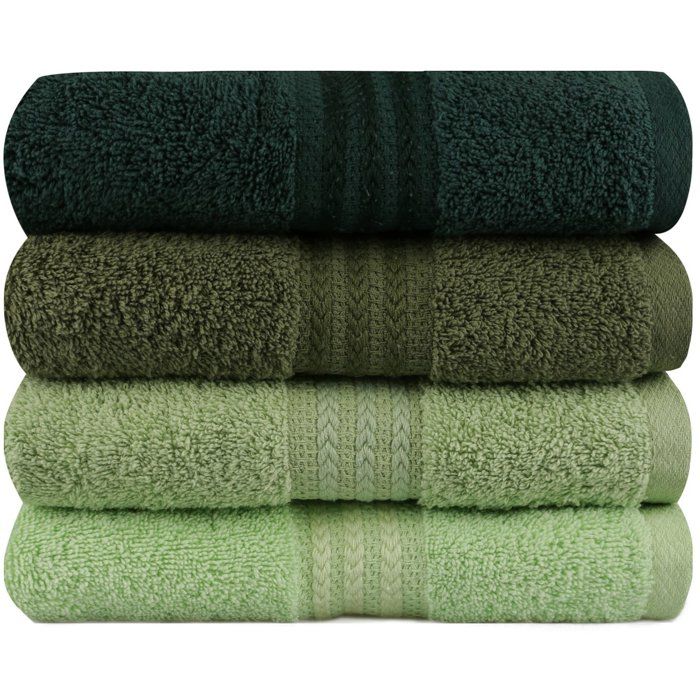 Ensemble de 4 serviettes a main - 50 x 90 cm - Vert